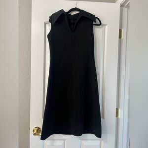 Elegant Black Sleeveless Collared Dress